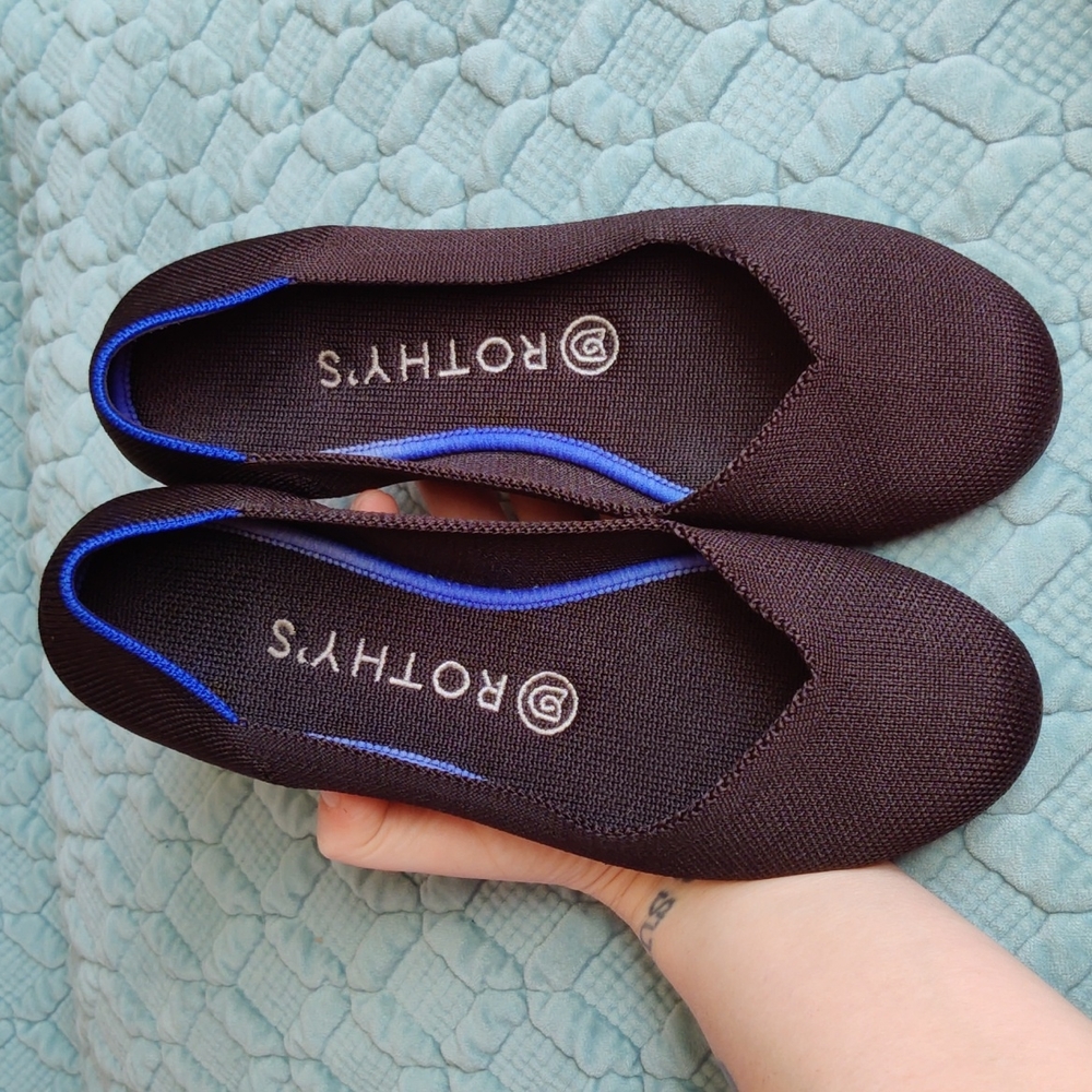 Used Rothy's Round Toe, Black, Great Condition